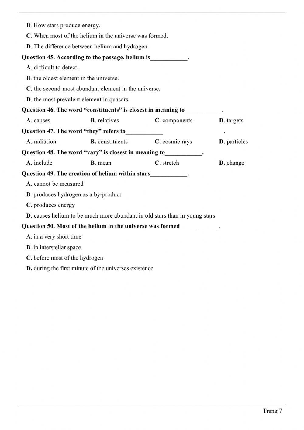 Đề thi thử Tiếng Anh THPT Quốc gia số 35