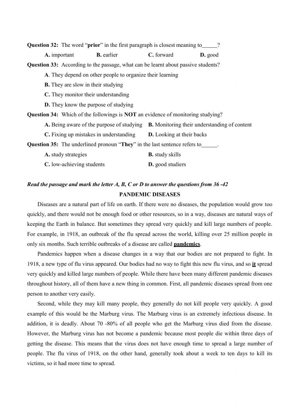 Đề thi thử Tiếng Anh THPT Quốc gia số 41