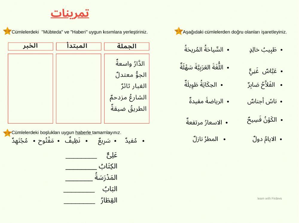 الجملة الاسمية - İsim Cümlesi
