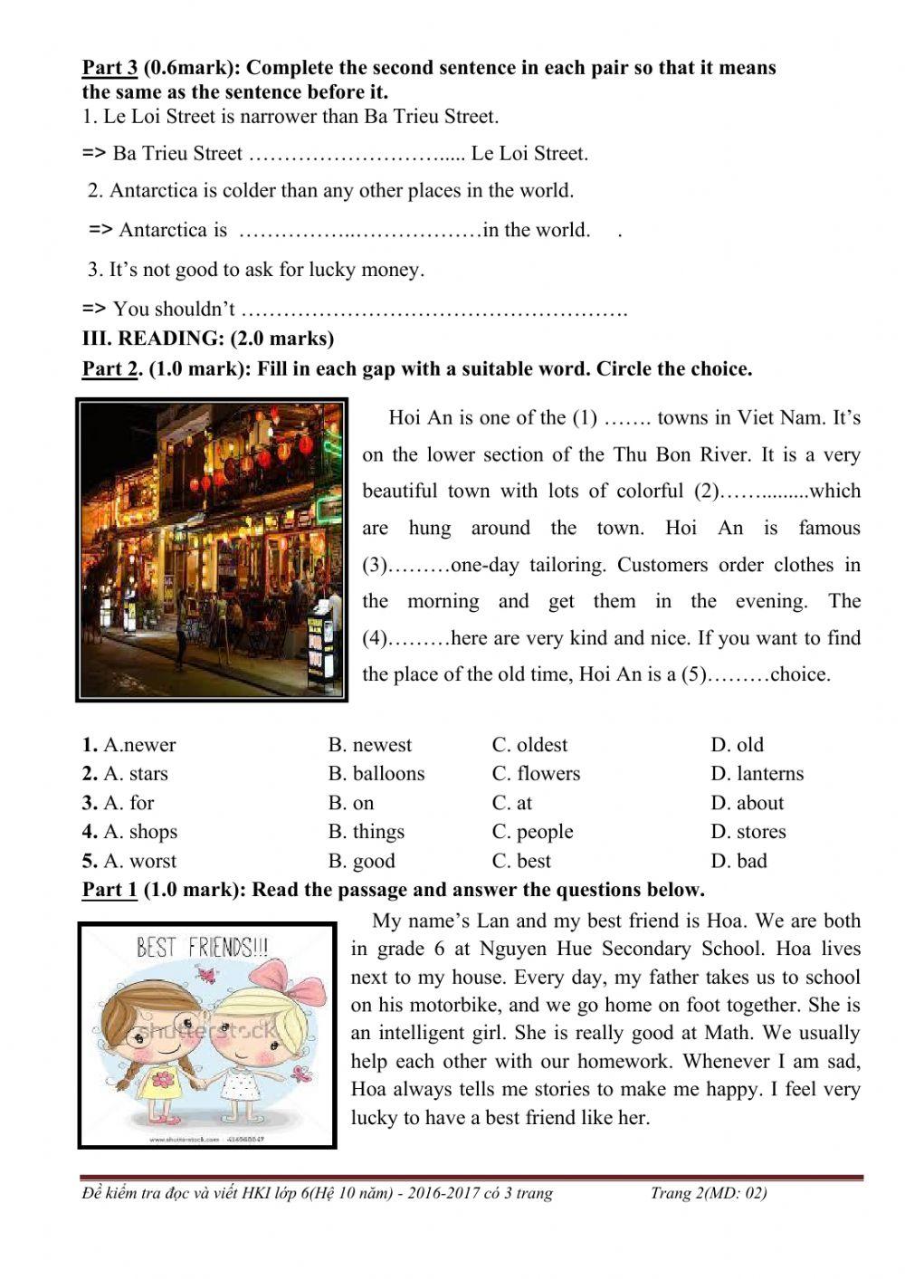 Test for the first semester