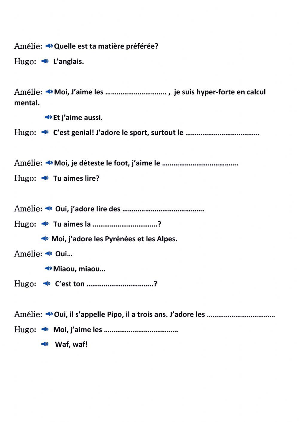 Ficha LES MATIÈRES SCOLAIRES (IV)