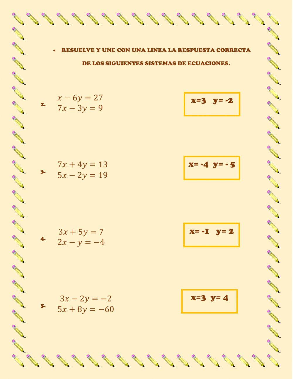 Sistema de ecuaciones 2 x 2