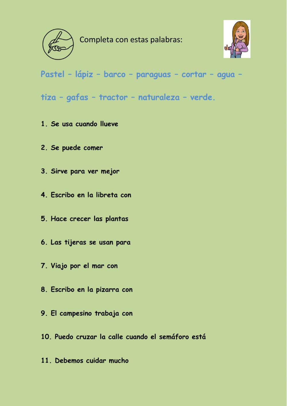 Completa con las siguientes palabras