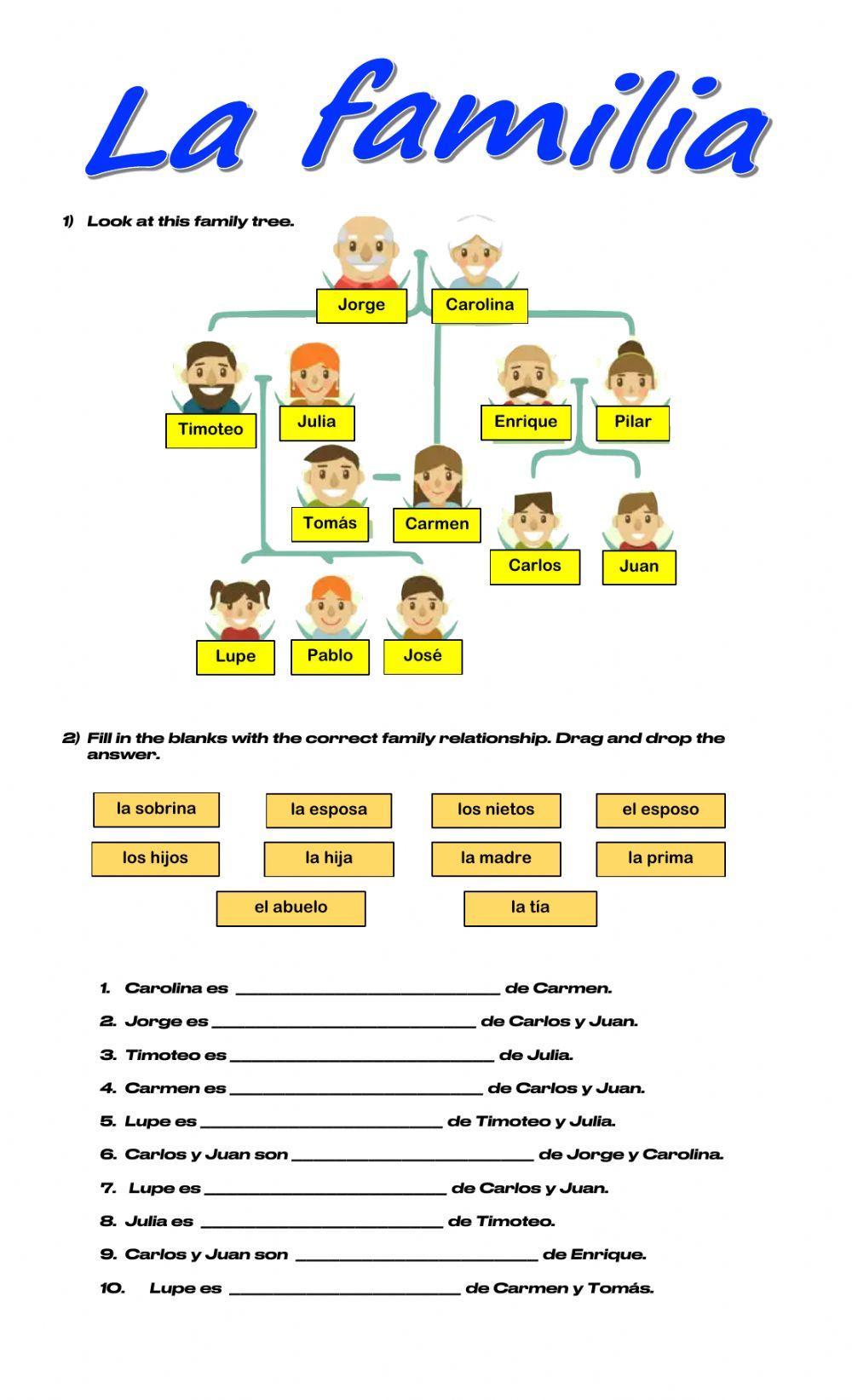 La familia online pdf worksheet | Live Worksheets la-familia-online-pdf-worksheet-live-worksheets