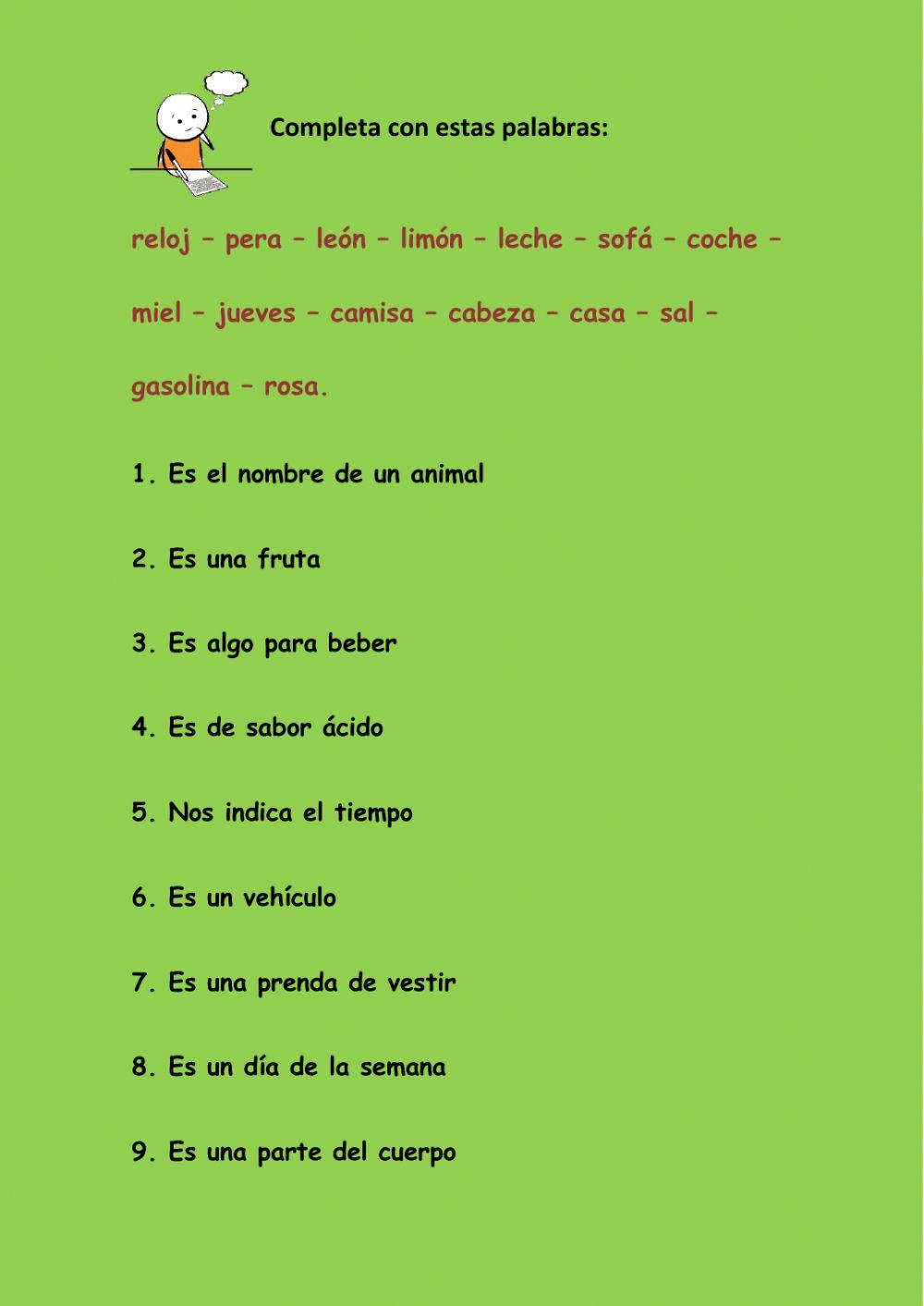 Completa con las siguientes palabras