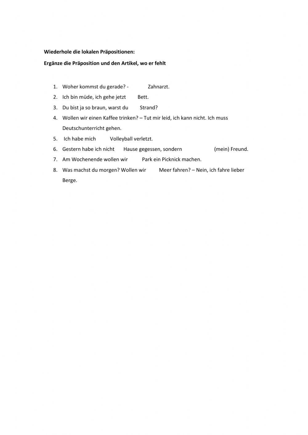 Lokale Präpositionen