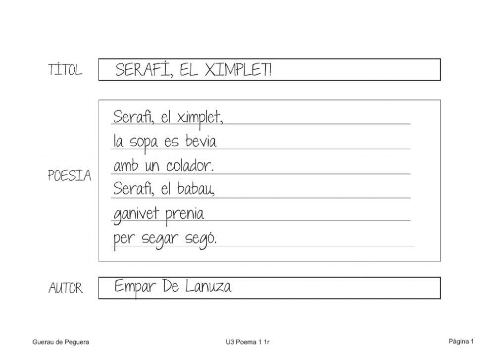 Poesia SERAFÍ, EL XIMPLET!