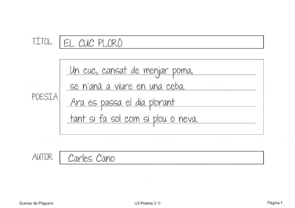 Poesia EL CUC PLORÓ