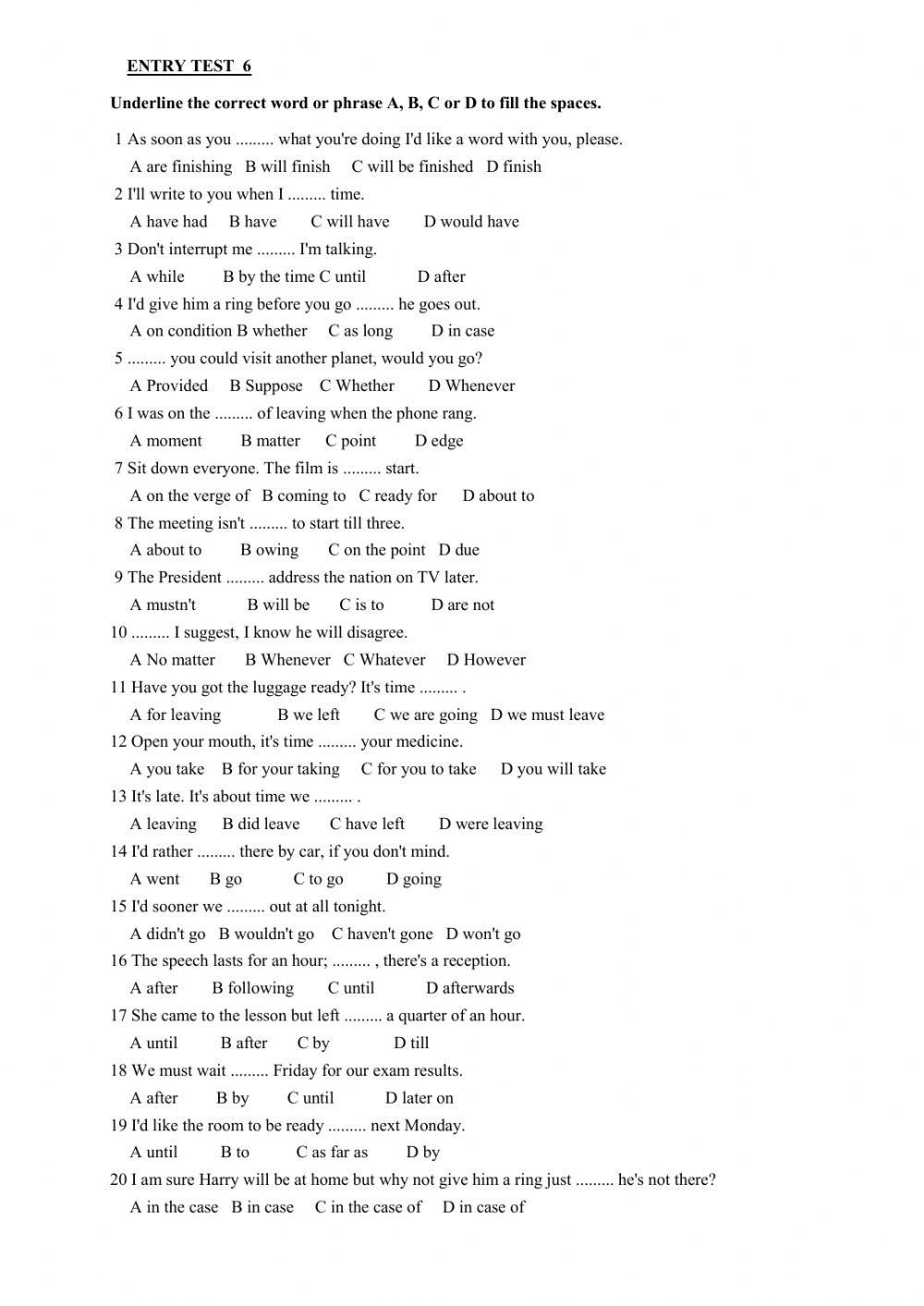 Grammar tests 5-6 Conditionals- future