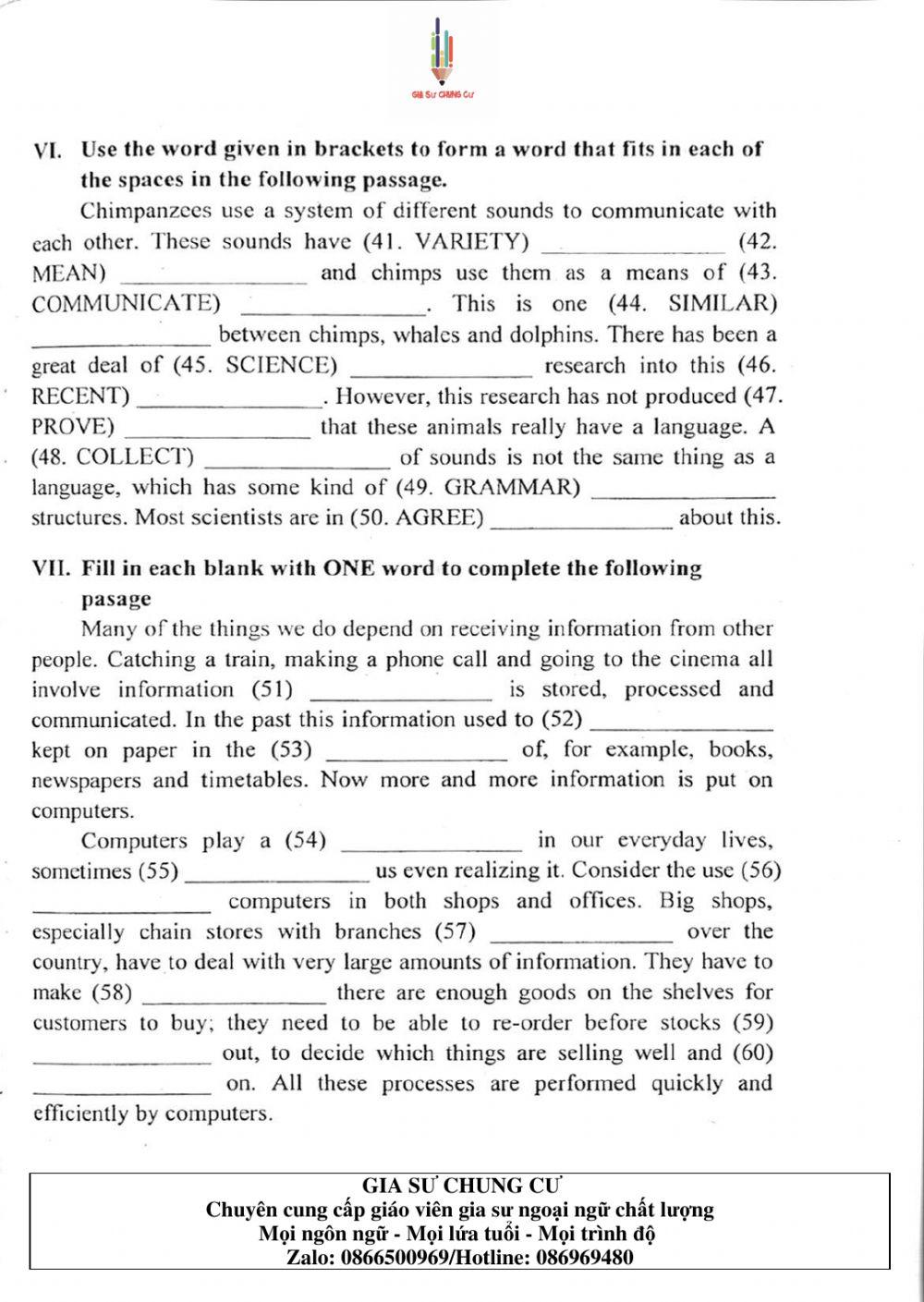 Đề thi Tiếng Anh vào lớp 10 THPT Chuyên Ngoại ngữ số 03