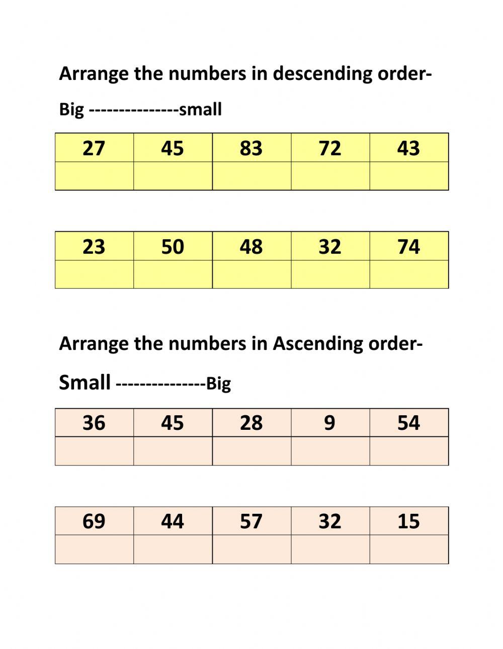 Ascending and Descending order