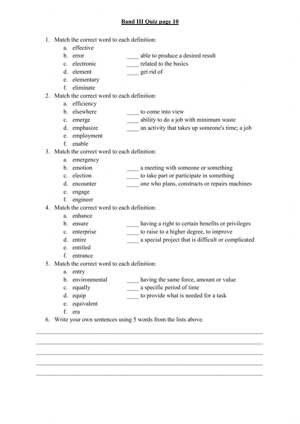 Band III Vocabulary p 10