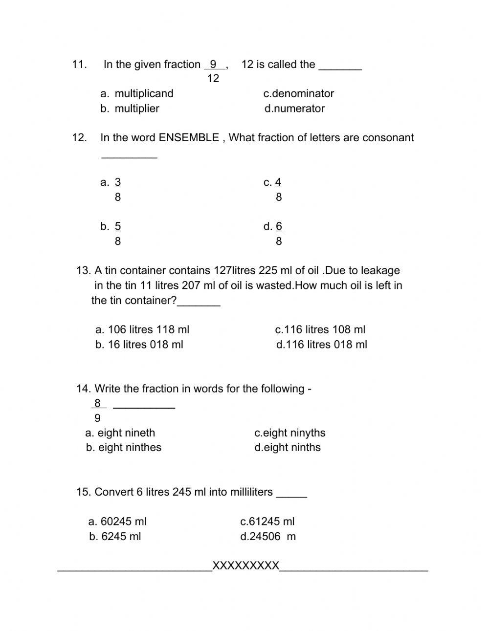 Maths sheet