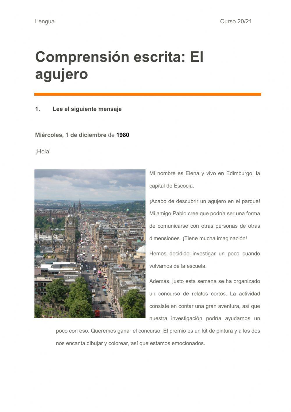 Comprensión Lectora: el agujero
