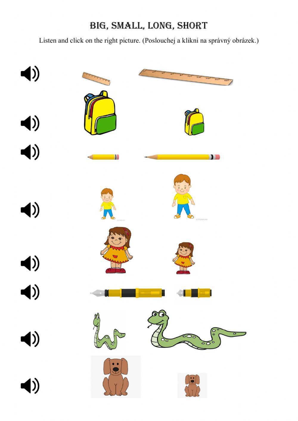 Long And Short Worksheets