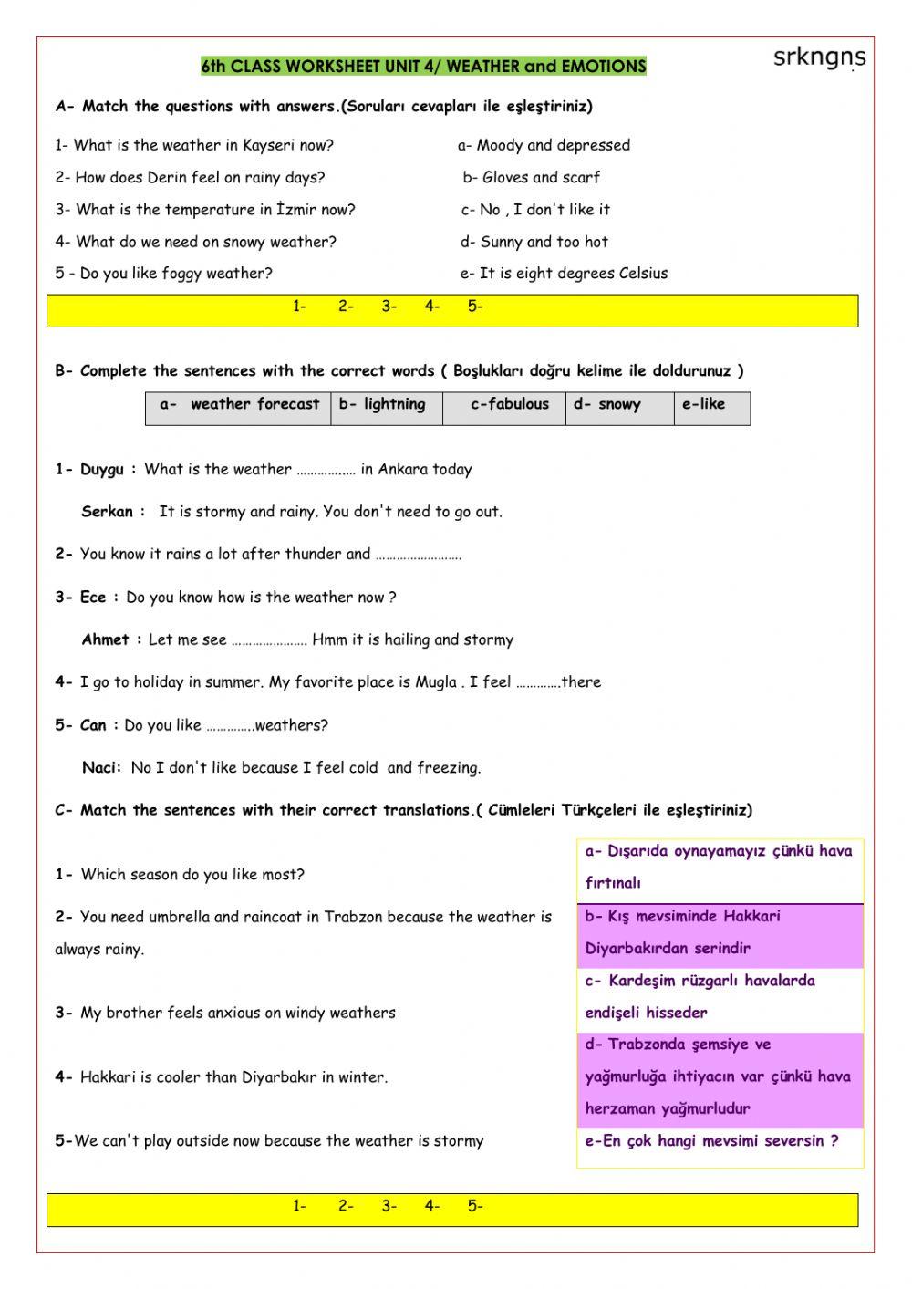 6.4.Weather and Emotions Worksheet