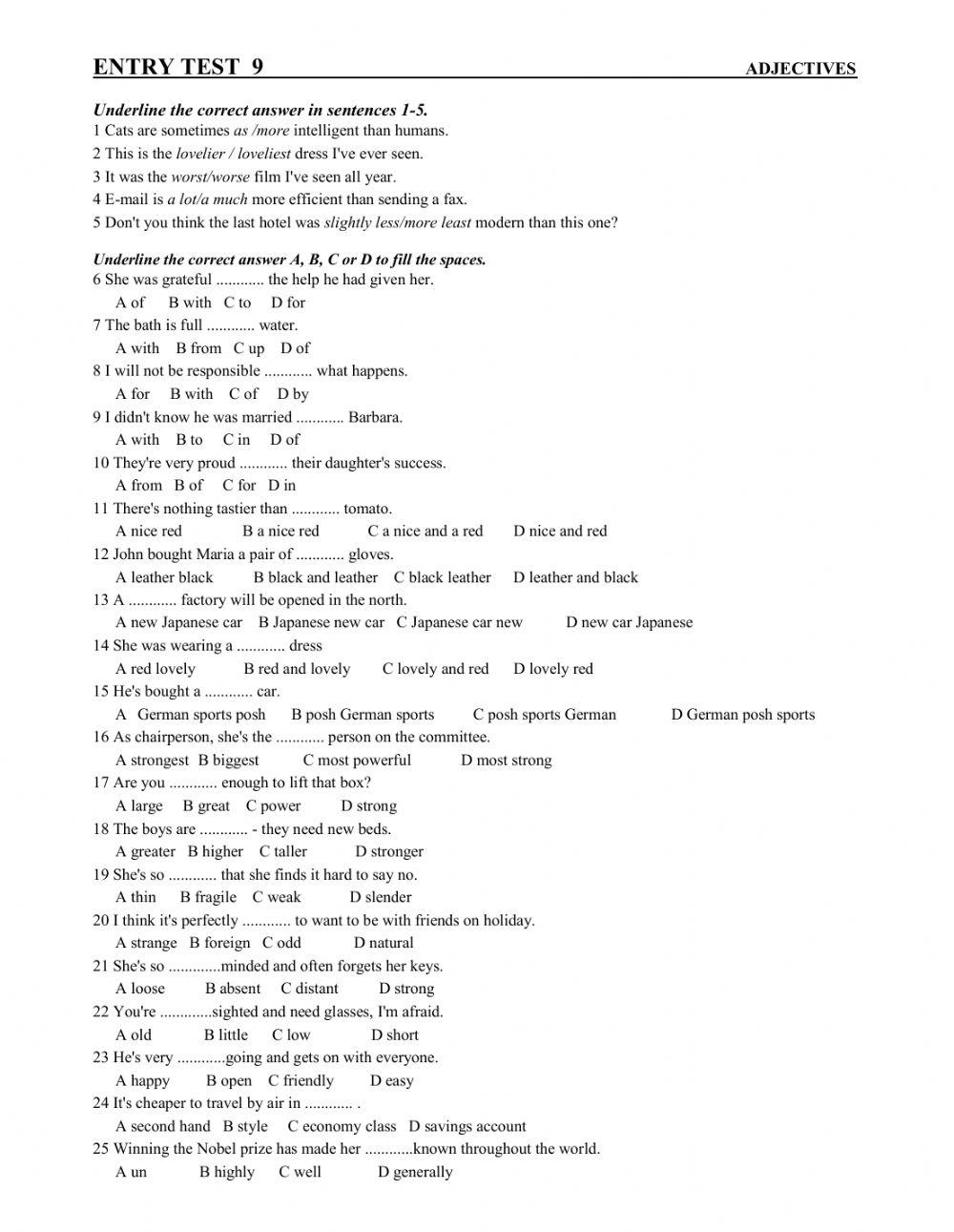 Tests 9-10 Adjectives