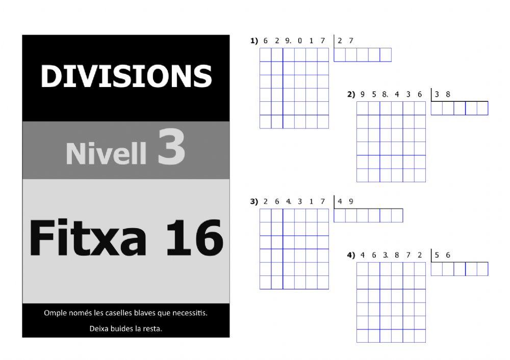 Divisions nivell 5 - 3r nivell - Fitxa 16