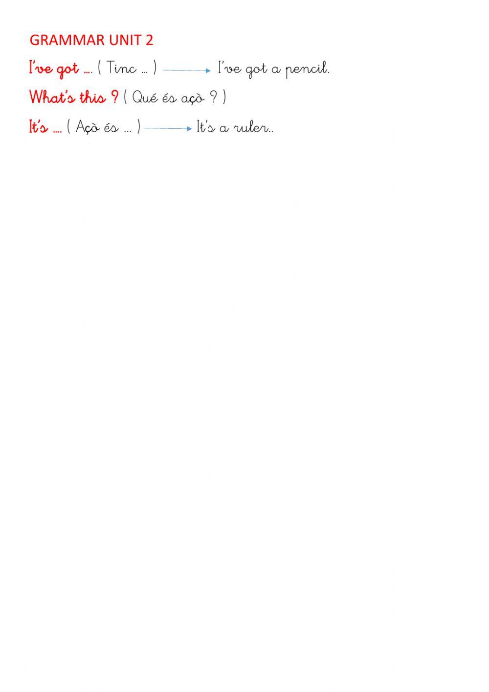 English unit 2 vocabulary and grammar