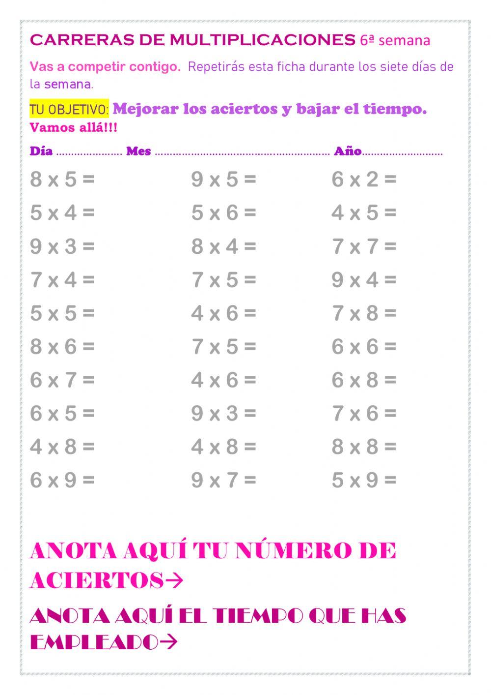 Carreras de multiplicaciones