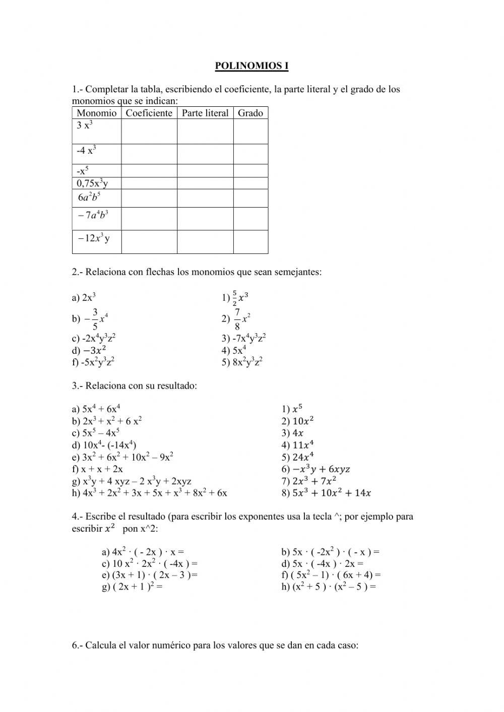 Monomios, polinomios(1)
