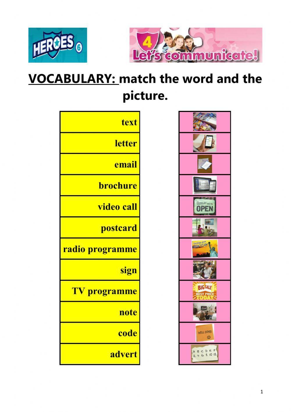 Heroes 6 unit 4 LET'S COMMUNICATE vocabulary