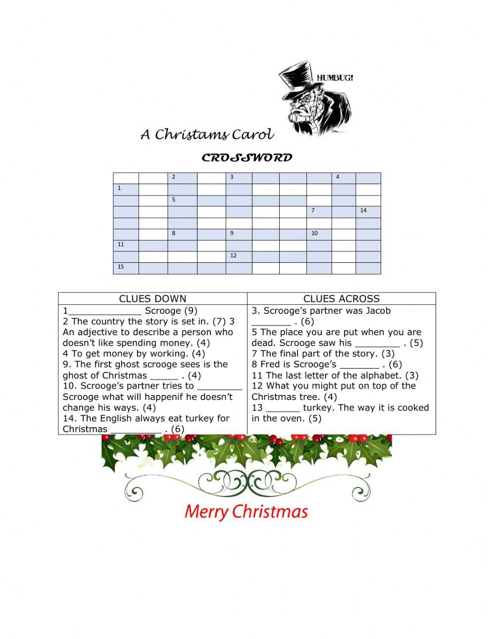 A Christmas Carol crossword