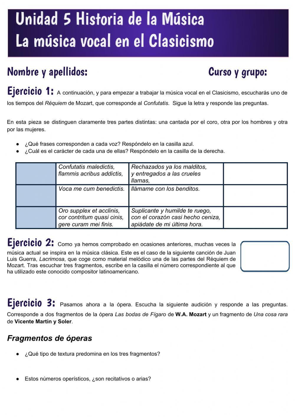 Unidad 5 Música vocal en el Clasicismo