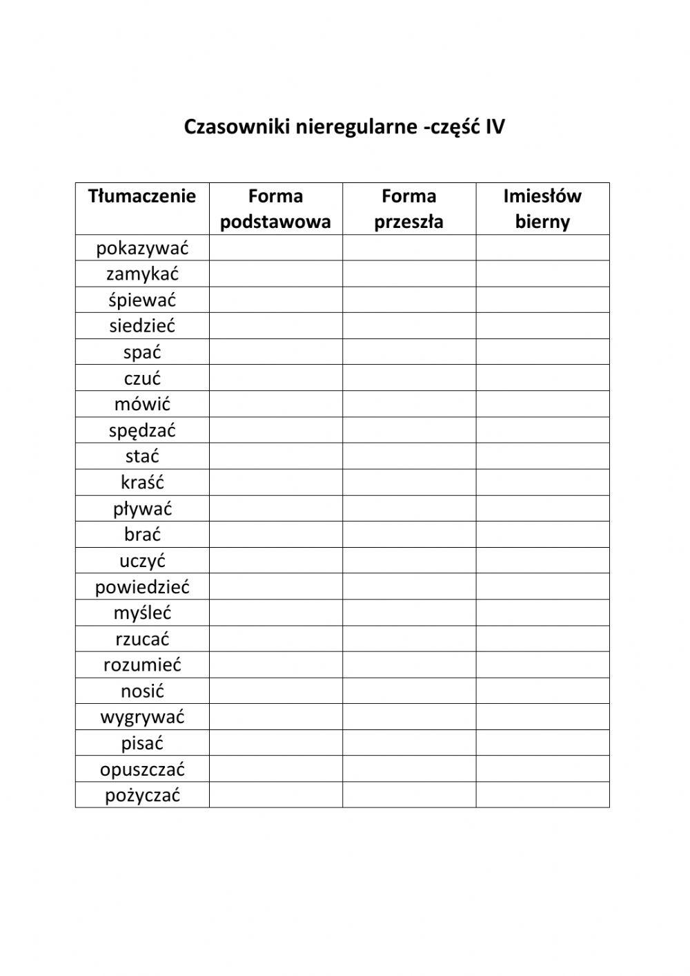 Irregular Verbs