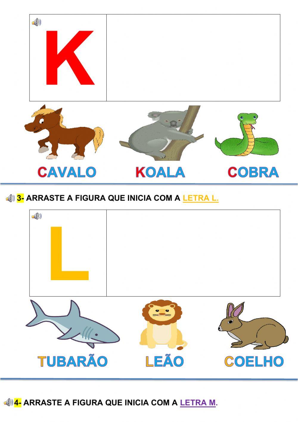 Desafio do alfabeto - letras K - L - M - N - O