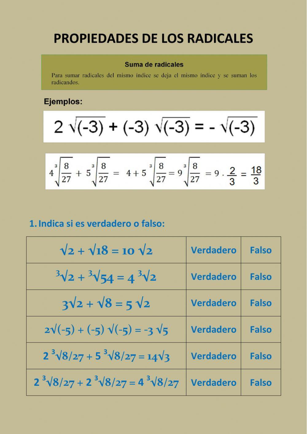 Propiedades de los radicales