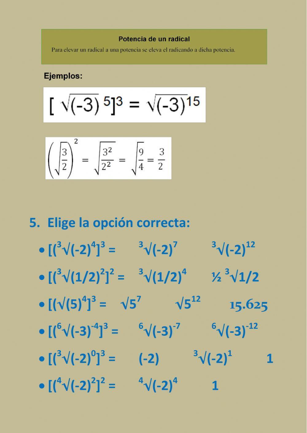 Propiedades de los radicales