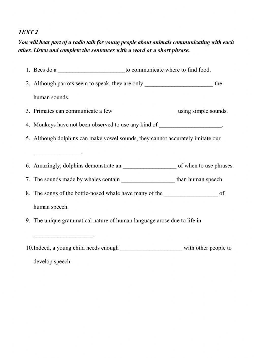 Listening test (11 Form, 2016-2017)