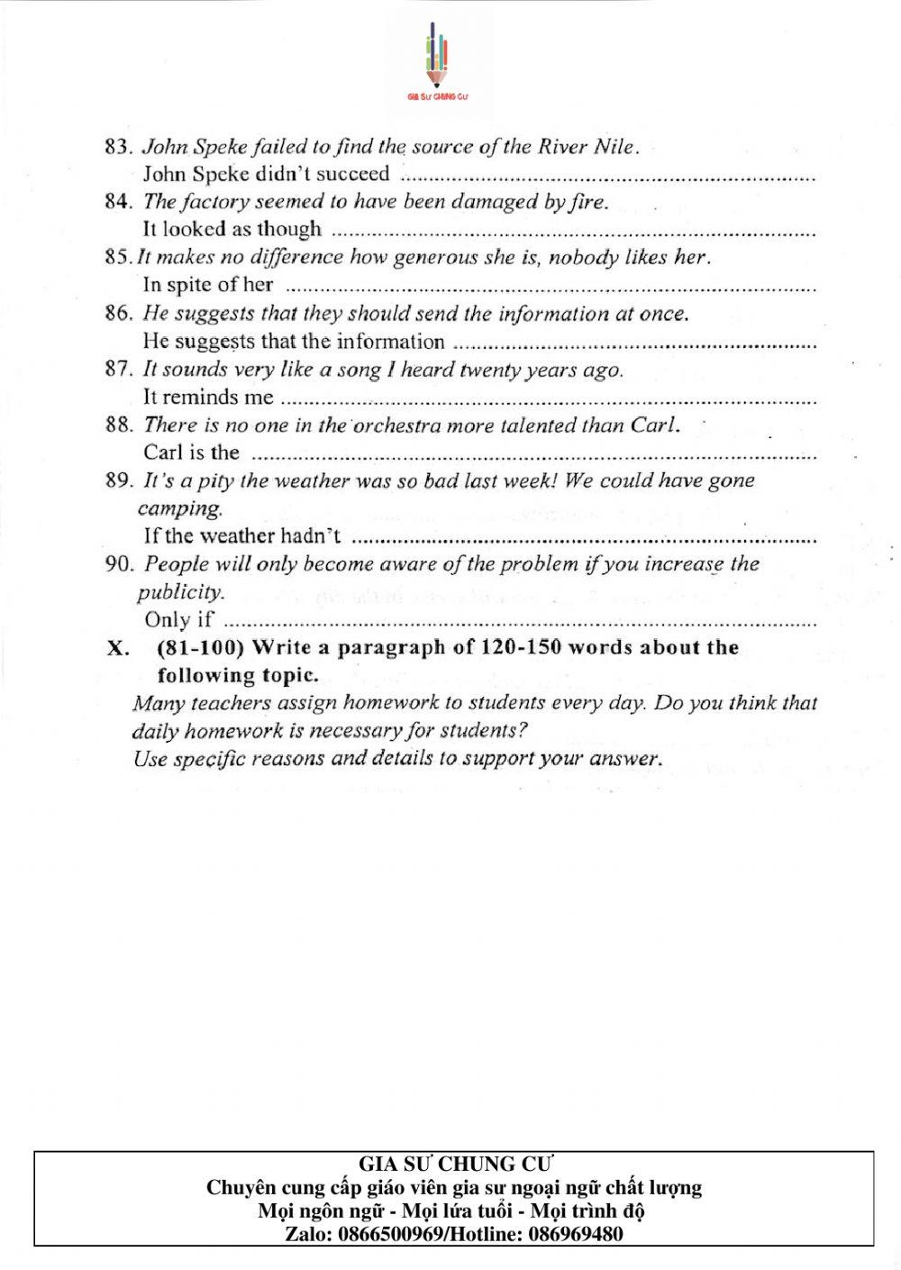 Đề thi Tiếng Anh vào lớp 10 THPT Chuyên Ngoại ngữ số 08