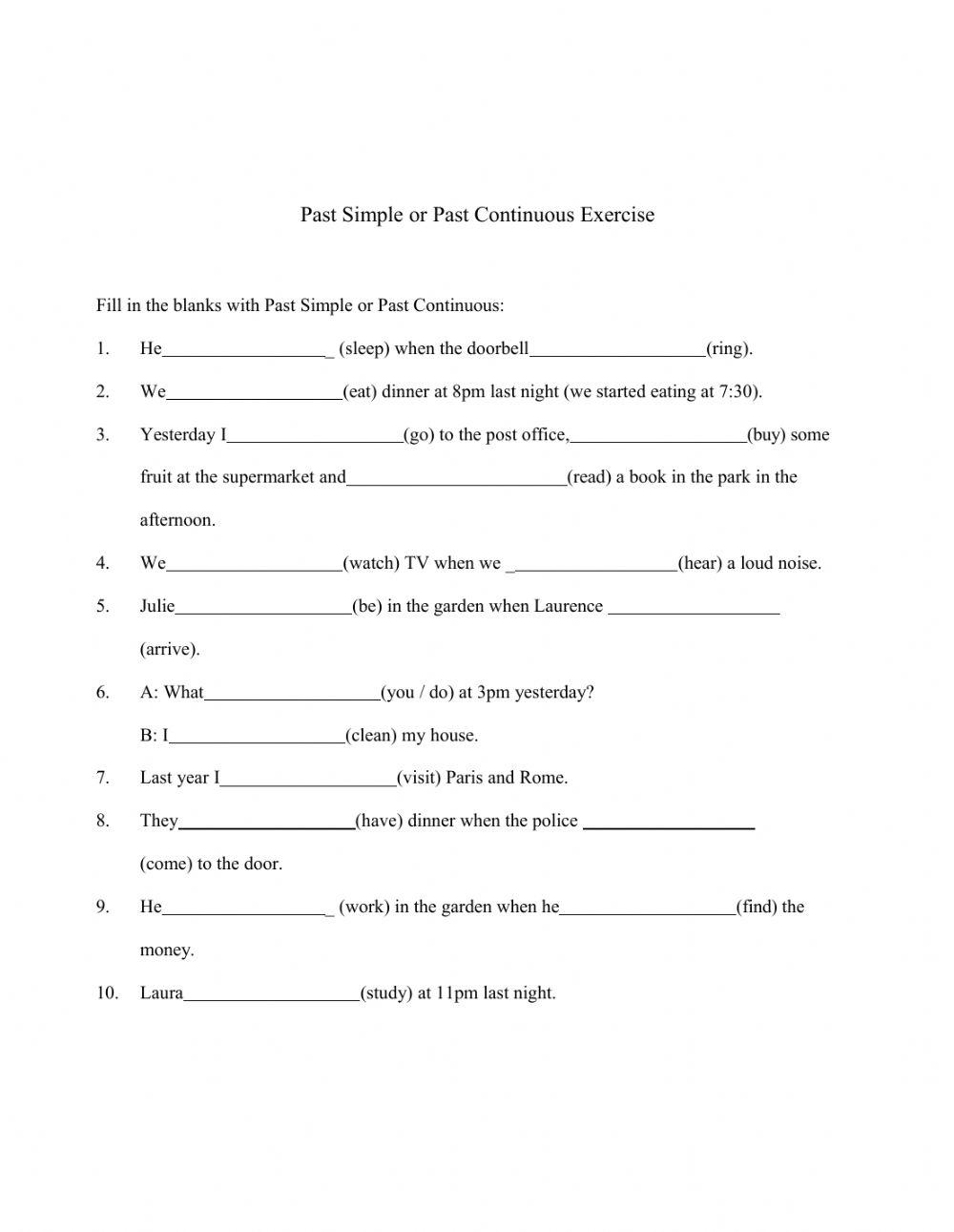 Past Simple vs Past Continuous