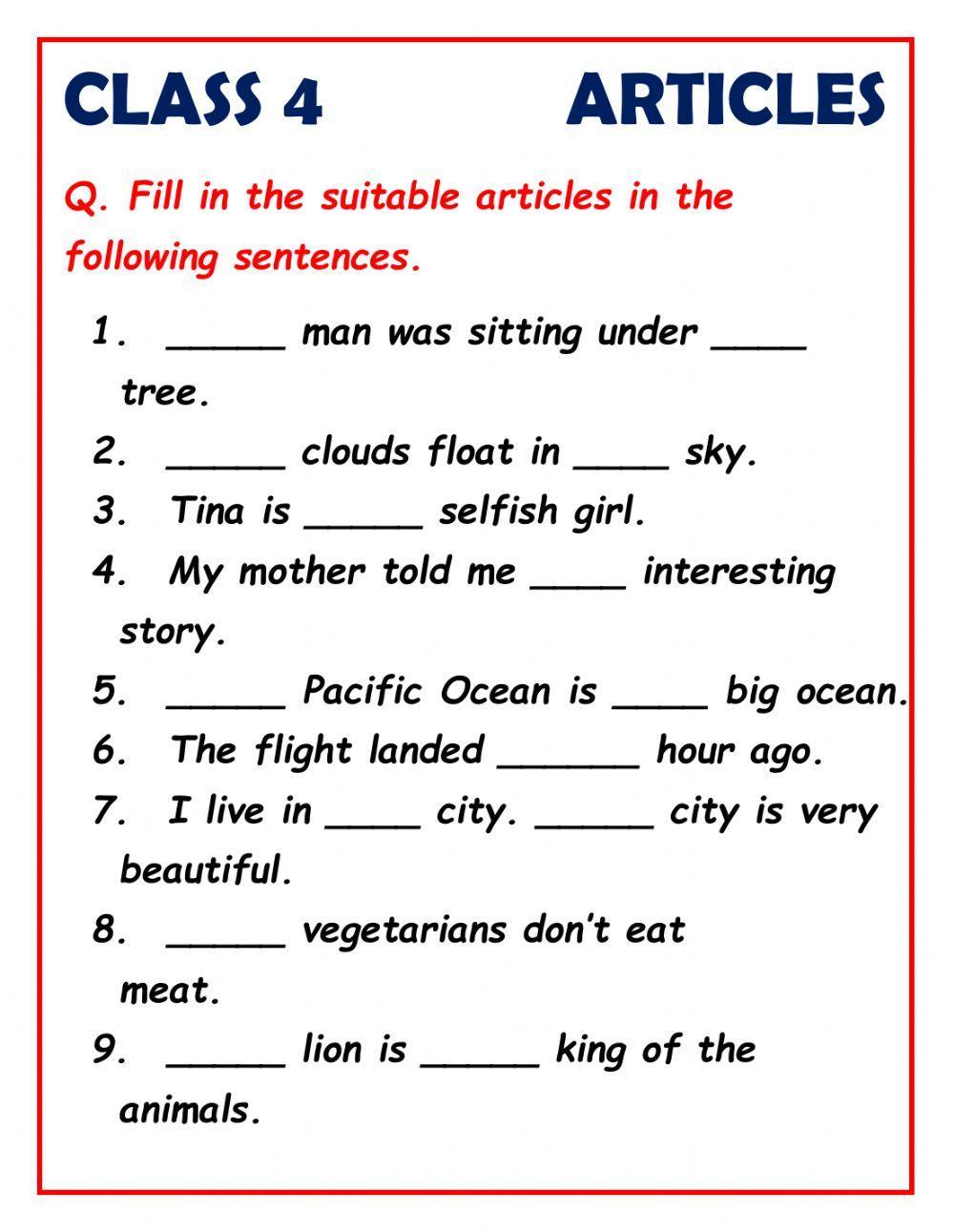 Articles for class 4