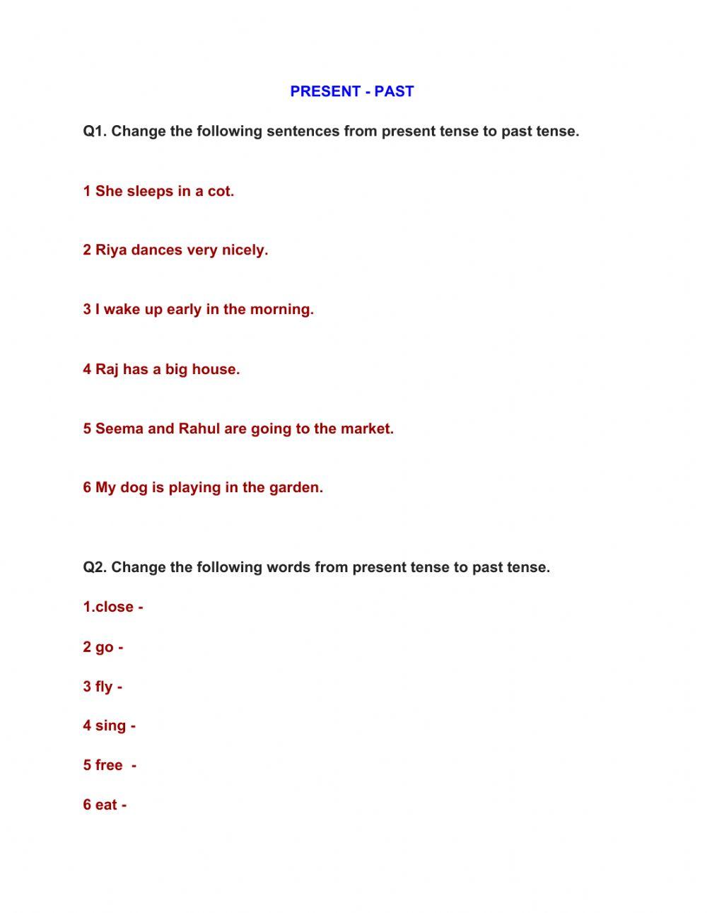 Present to past tense