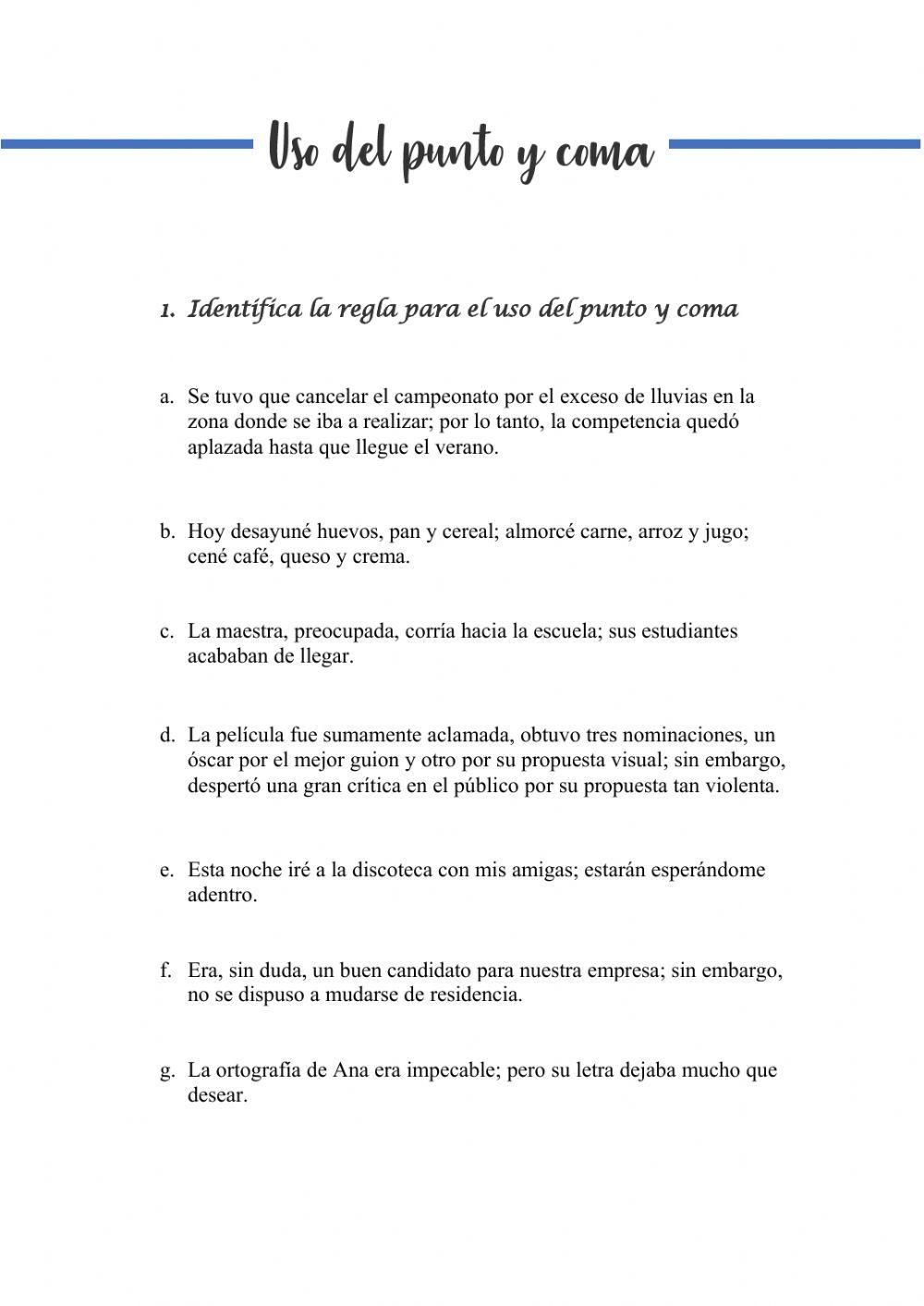 Uso del punto y coma