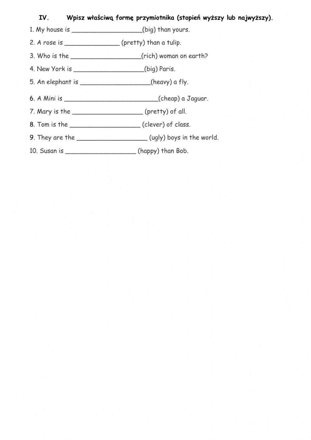 Comparison stopniowanie