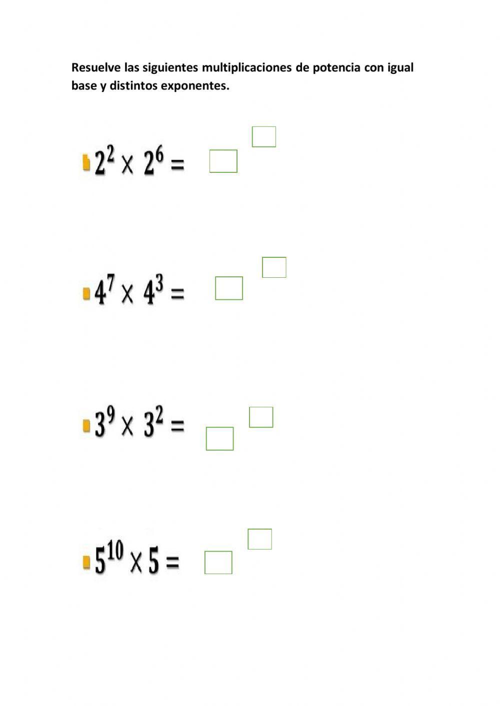 Multiplicación de potencias de igual base