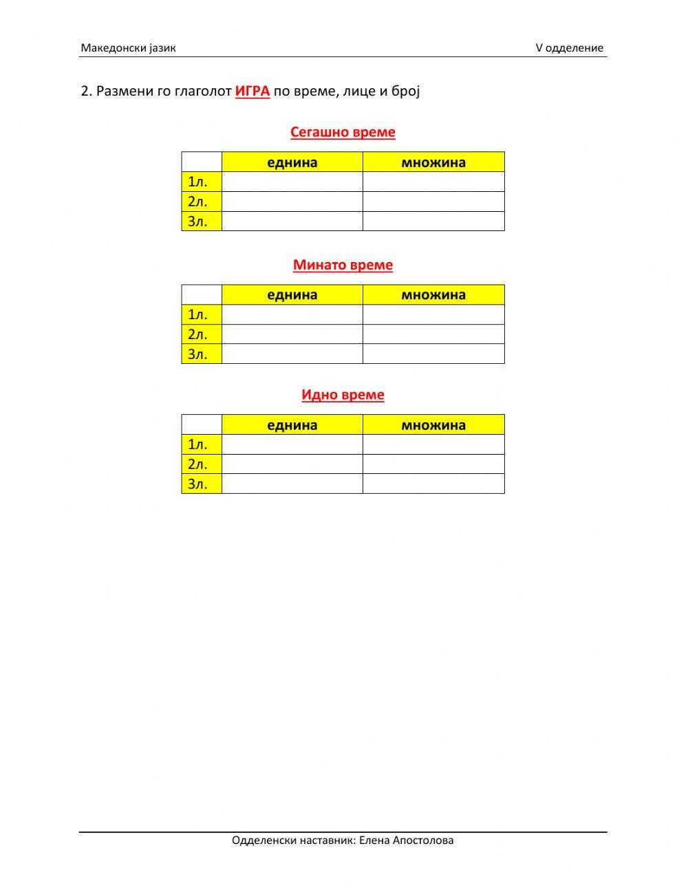 Глаголи - вежби