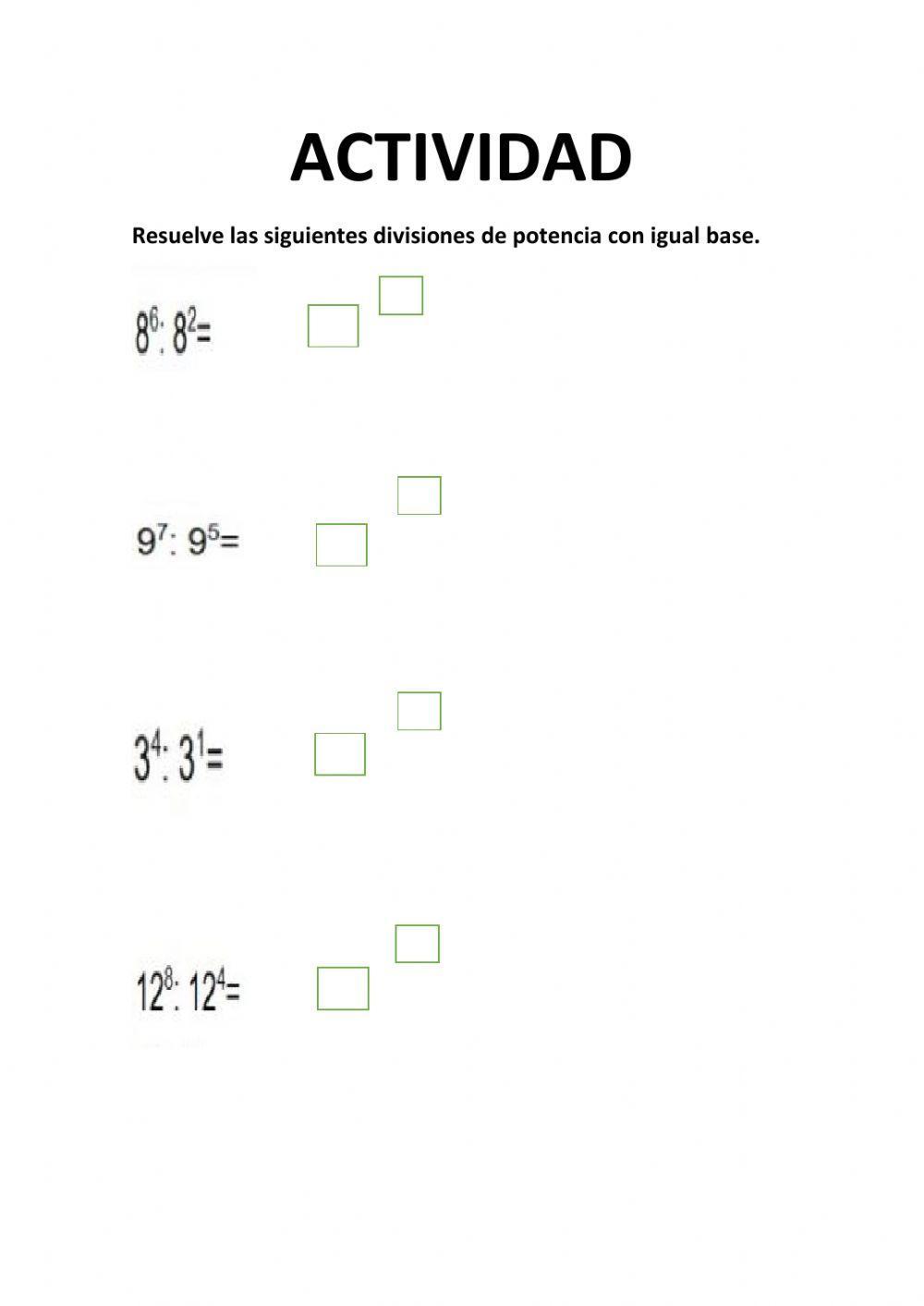 Division de potencias bases iguales