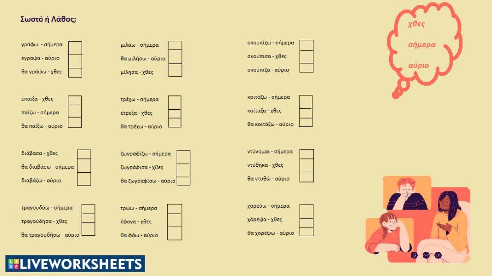 Χρόνοι μέλλοντας, αόριστος