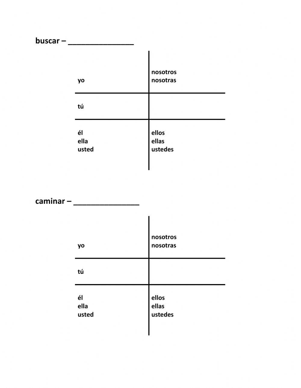 AR-Verb Conjugation: busccar & caminar