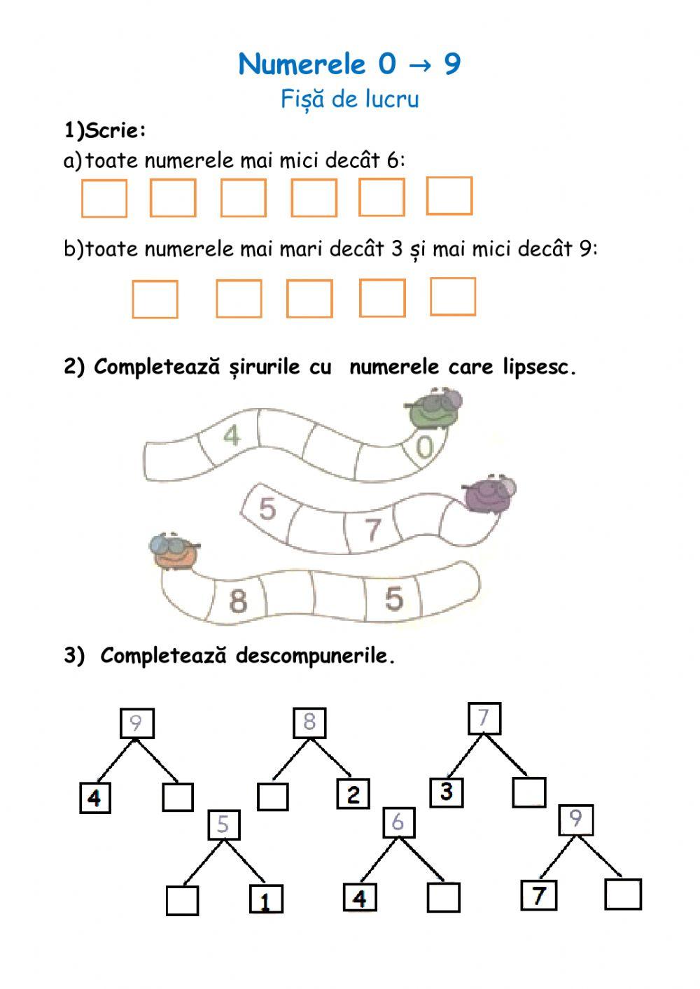 Numerele 0-9. Consolidare