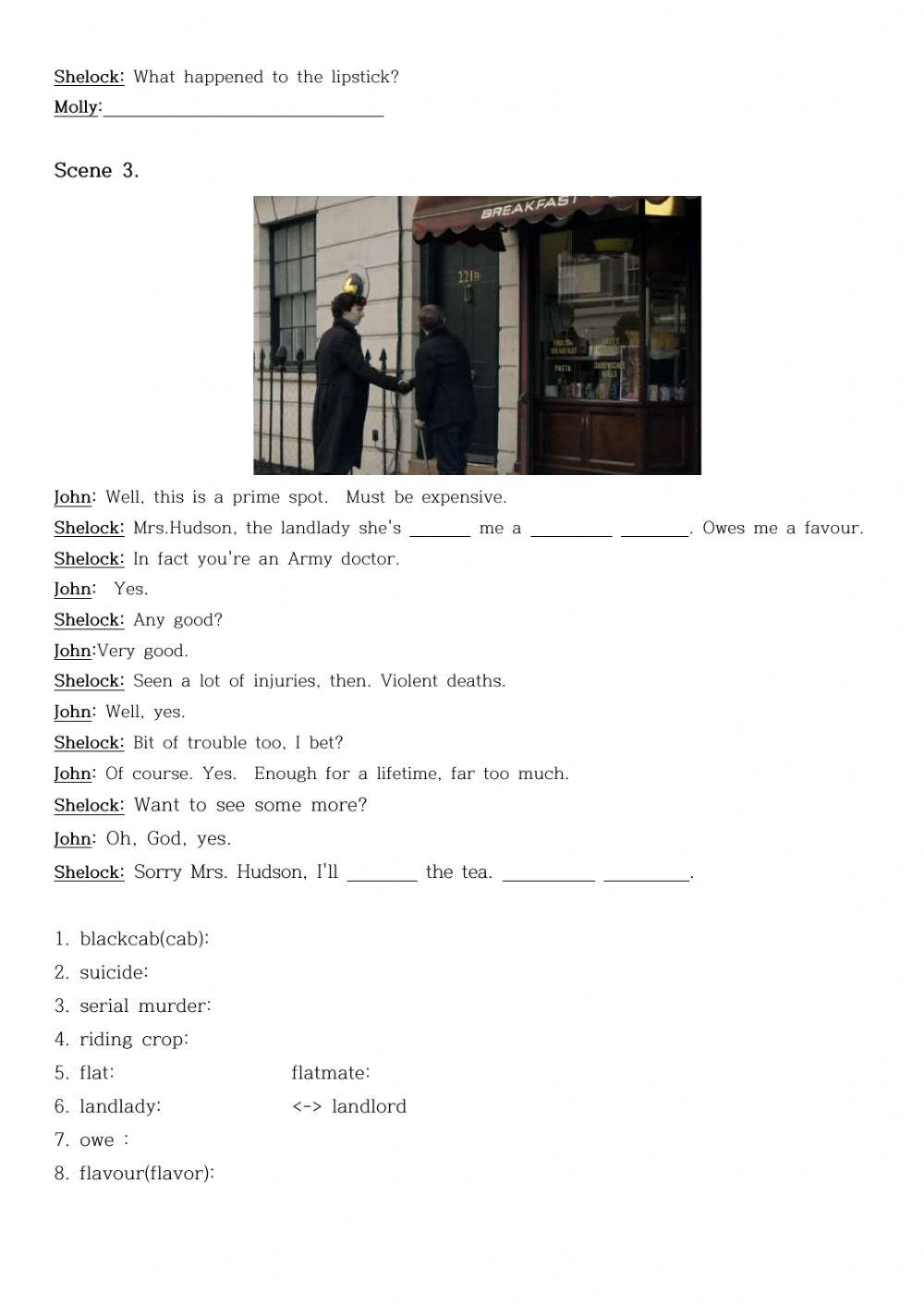 Serlock season1 Ep1(a study in pink) worksheet1