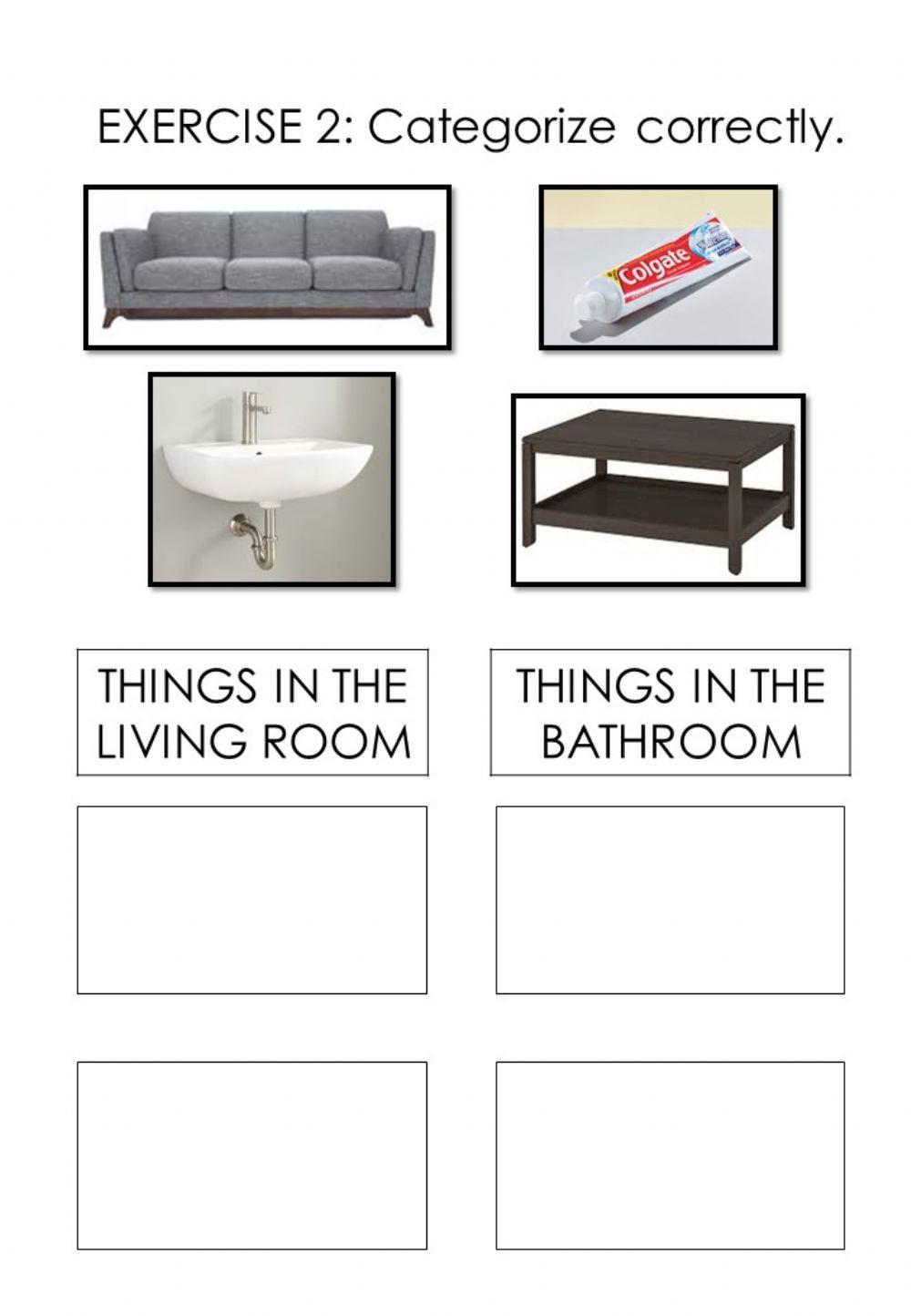 Things Around Us(Living room & Bathroom) : exercise 2