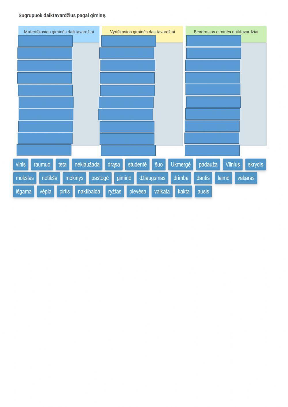 Daiktavardis. Reikšmė ir gramatiniai požymiai. 6 kl.