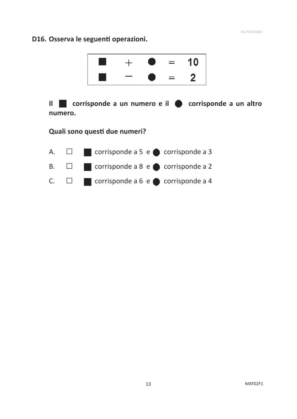 Matematica invalsi 2016-2017