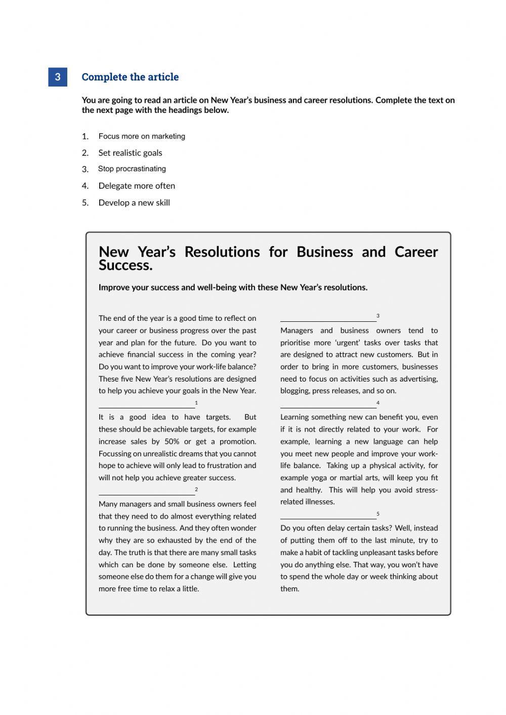 Business Resolutions- Business English